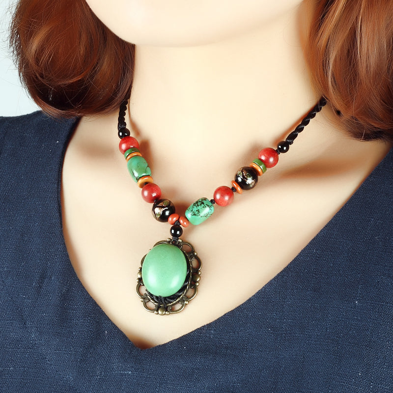 Ethnic Style Turquoise Pendant Accessory Short Paragraph