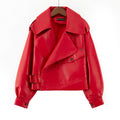 Loose cropped leather jacket motorcycle jacket