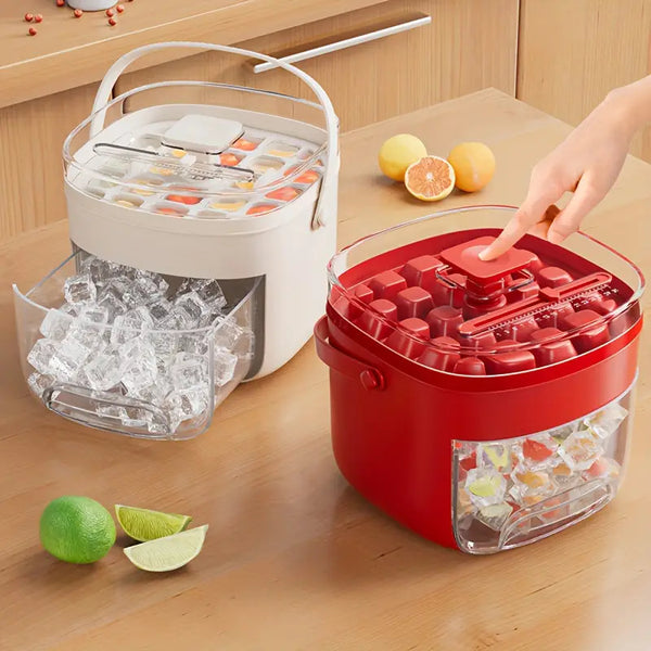 Press-Type Ice Tray 48 Cubes — Large Capacity Portable Ice Maker | Food Grade | Kitchen & Outdoor Essential