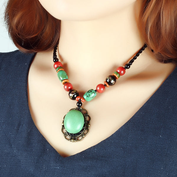 Ethnic Style Turquoise Pendant Accessory Short Paragraph